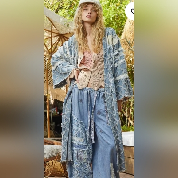 POL Denim Flared Sleeve Open Cardigan. SZ S. NWOT - Picture 7 of 12